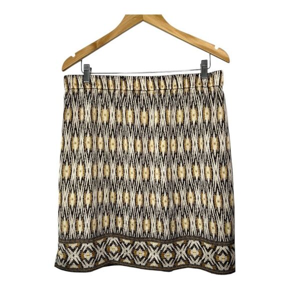 Chicos Women’s L Rockledge Brown Diamond Ikat Pull On Skirt - Picture 4 of 6